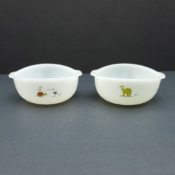 Fire King B.C. Comics Milk Glass Cereal Bowls Anchor Hocking BC Comic Strip Dish - Picture 5 of 9